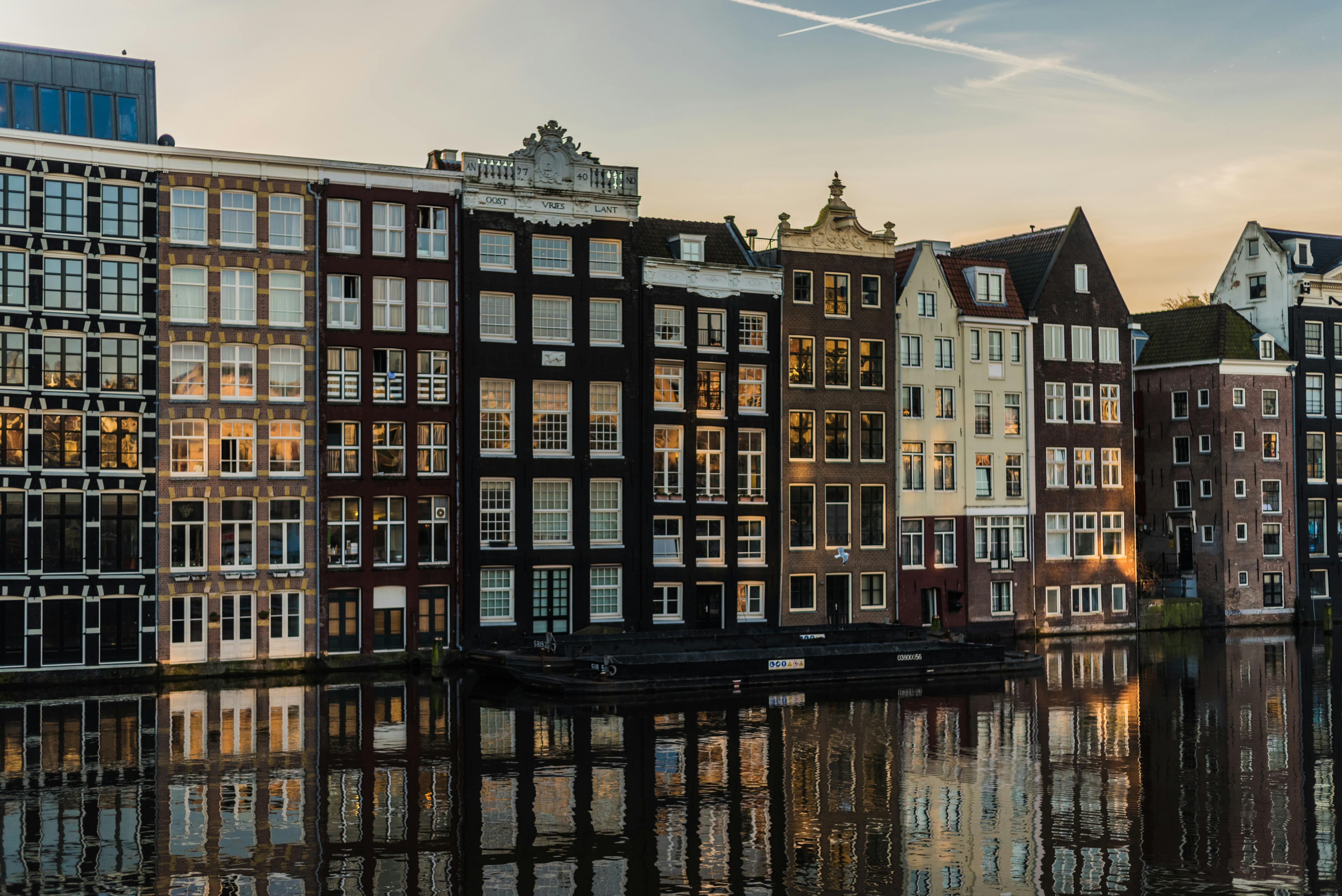 Amsterdam canals with traditional Dutch houses